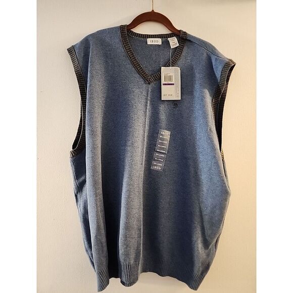 New w/tag Big & Tall 100% Cotton Light Blilue‎ IZOD  Size 2XLT Sweater Vest - Picture 1 of 9